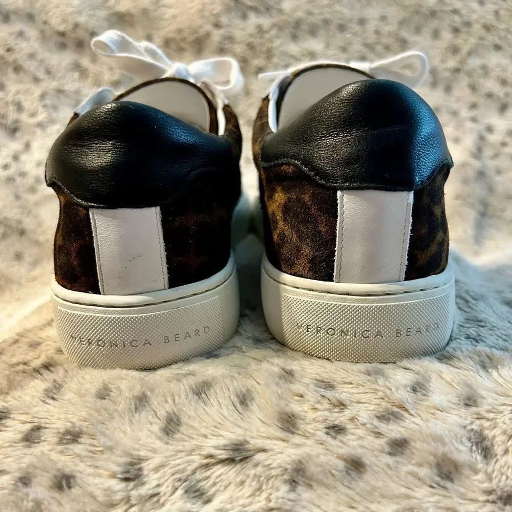 Veronica Beard Leopard Print Suede 8.5 BIBI Skater Sneakers EUC